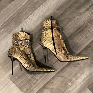 Gianmarco Lorenzi Snakeskin High Heeled Booties